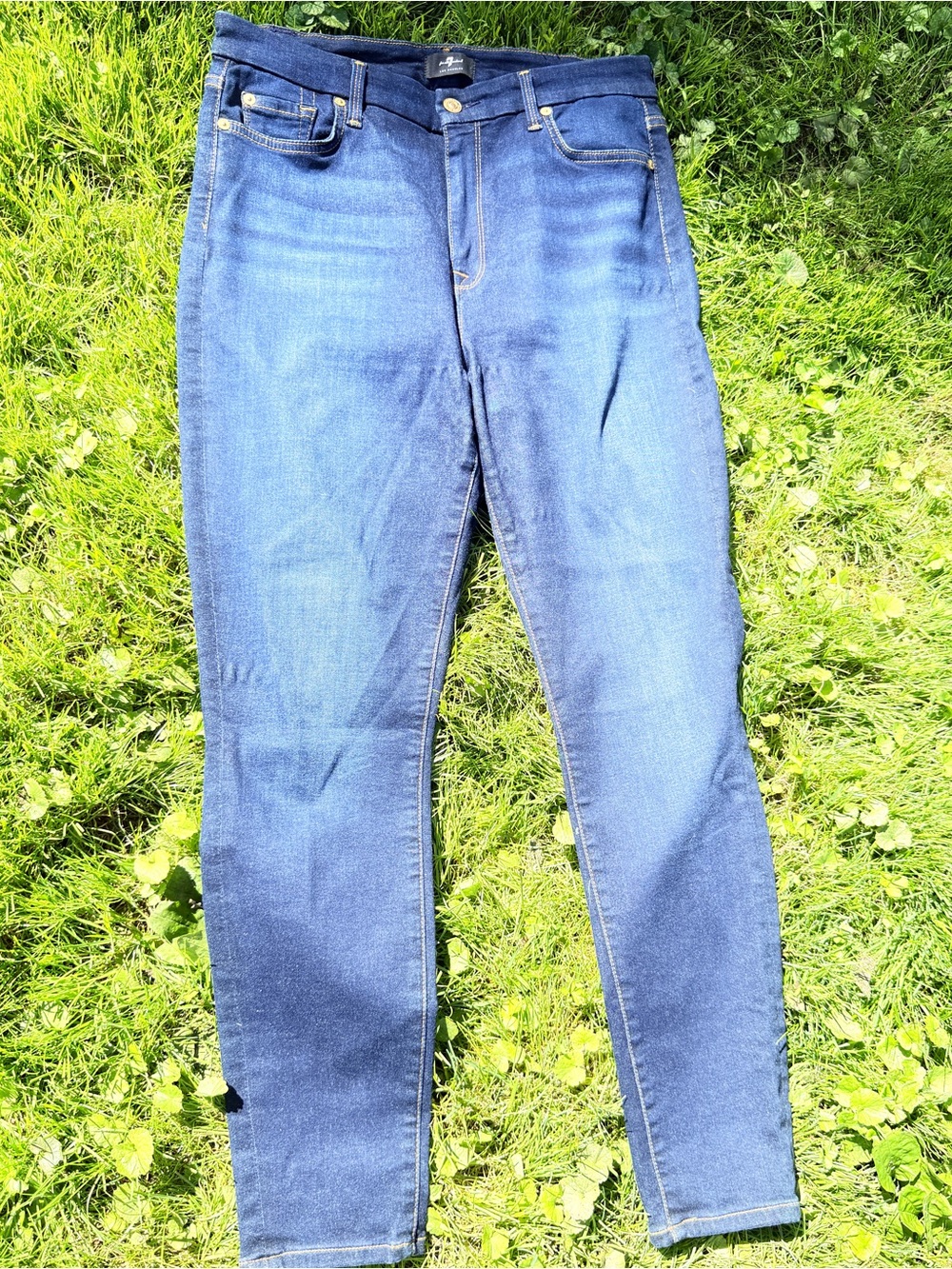 7 For All Mankind Women's Skinny Jeans in Deep Blue Wash